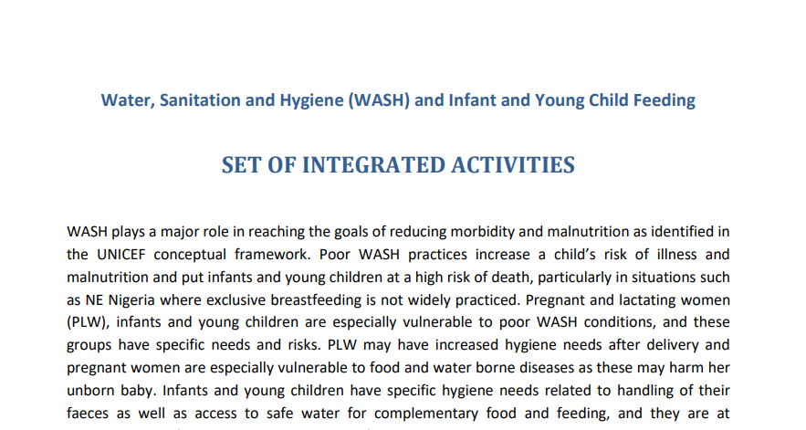 WASH and IYCF-E prioritized Integrated Activities 