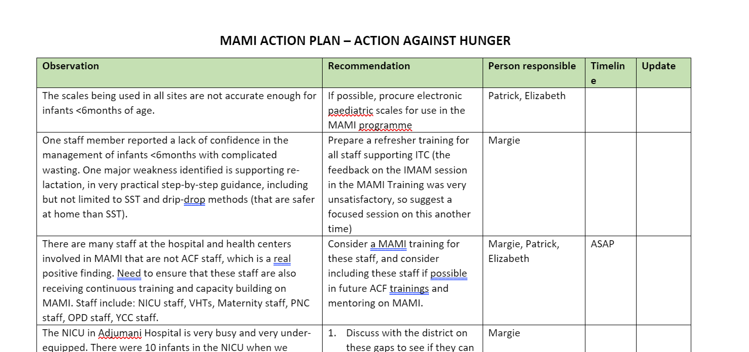 MAMI- Action Plan Uganda