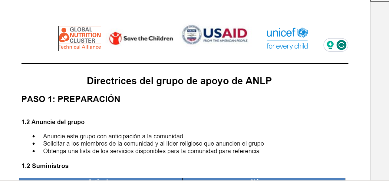 Honduras IYCF-E Guideline for support groups