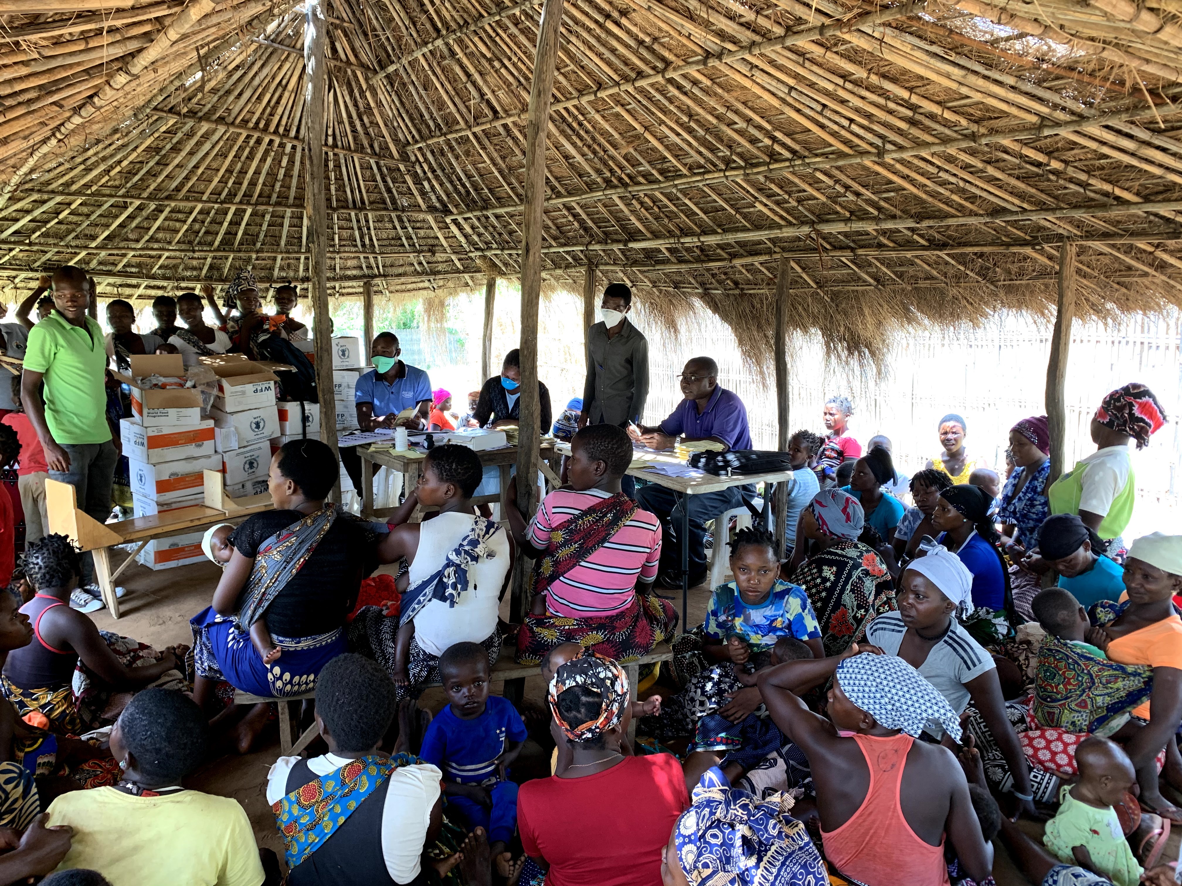 Mobile team in Montepuez District, delivering joint health and nutrition services to the host community.  